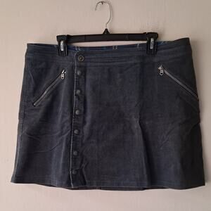 KUHL Gray Button Down Corduroy Straight Skirt w 2 Front Zipped Pockets - 14